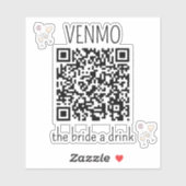 VENMO de Bride een Drink QR Code Bachelorette Part Sticker (Vel)