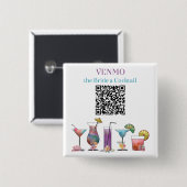 VENMO de Bruid een Cocktail Custom QR Code Vierkante Button 5,1 Cm (Voorkant /achterkant)