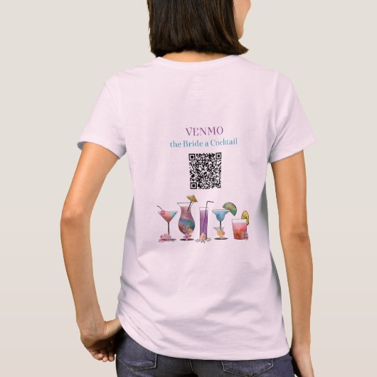 VENMO de bruid een cocktail gepersonaliseerde QR-c T-shirt (Achterkant)