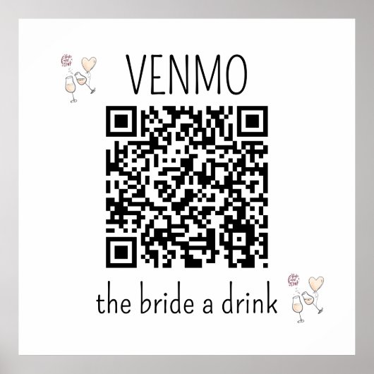 VENMO de Bruid een Drank QR Code Bachelorette Fees Poster (Voorkant)
