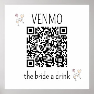 VENMO de Bruid een Drank QR Code Hen Party Poster