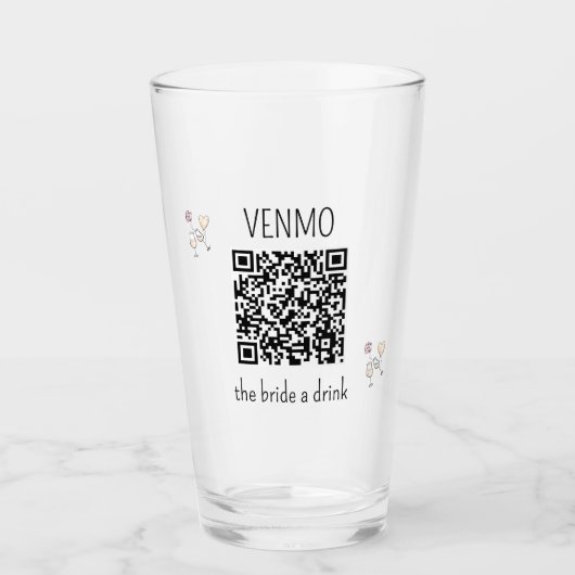VENMO de Bruid een Drank QR Code vrijgezellenfeest Glas (Voorkant)