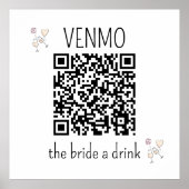 VENMO de Bruid een Drank QR Code vrijgezellenfeest Poster (Voorkant)
