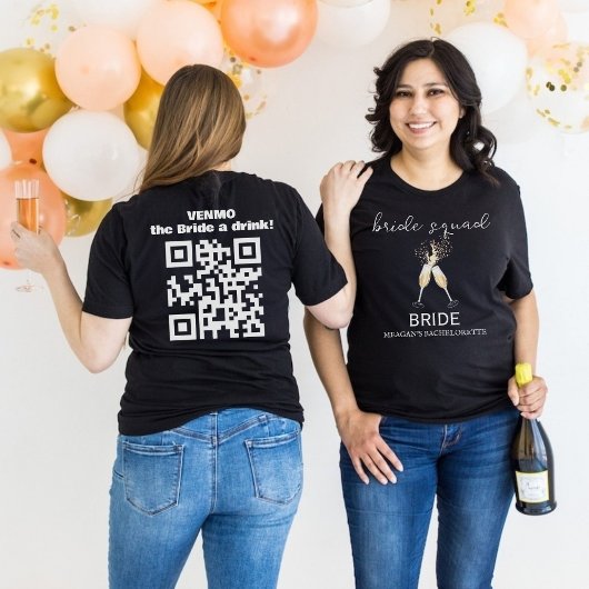 Venmo De Bruid Een Drankje QR Code Champagne Toast T-shirt