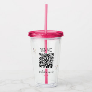 VENMO de Bruid een drankje QR-code vrijgezellenfee Acryl Drinkbeker