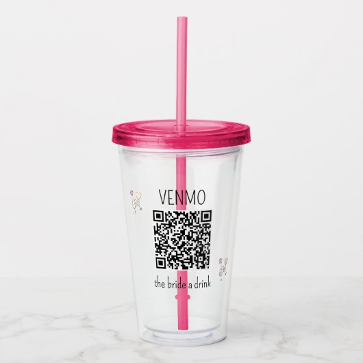 VENMO de Bruid een drankje QR-code vrijgezellenfee Acryl Drinkbeker (Voorkant)