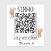 VENMO de Bruidegom een drankje QR-code vrijgezelle Sticker (Vel)