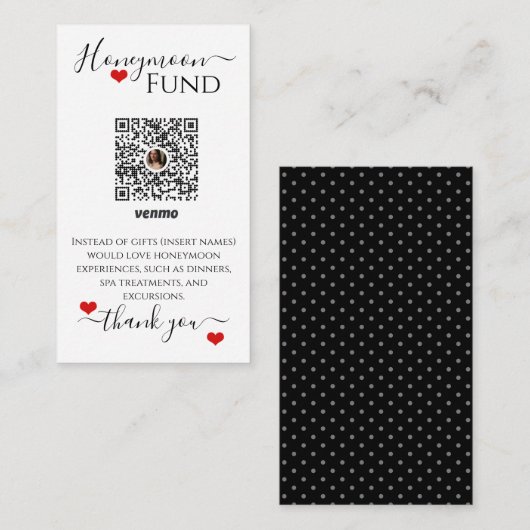 Venmo Huwelijkscadeaus Reisregister Informatiekaartje (Voorkant / Achterkant)