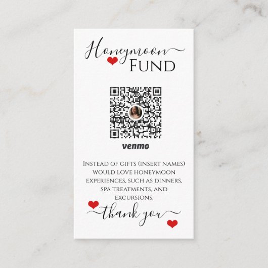 Venmo Huwelijkscadeaus Reisregister Informatiekaartje (Voorkant)