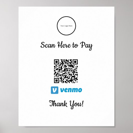 Venmo Mobiel Betalen | Poster Scannen naar betalen (Voorkant)