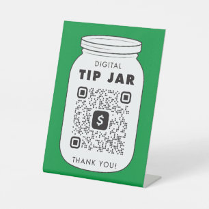 Venmo of Cash App QR Code Tip Jar Reclamebord Met Voetstuk
