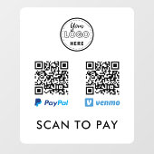 Venmo PayPal QR-code Scannen naar Logo wit betalen Raamsticker (Vel)