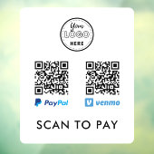 Venmo PayPal QR-code Scannen naar Logo wit betalen Raamsticker (Vel 3)