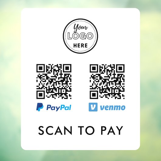 Venmo PayPal QR-code Scannen naar Logo wit betalen Raamsticker (Vel 3)