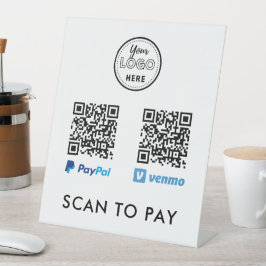 Venmo PayPal QR-code Scannen naar Logo wit betalen Reclamebord Met Voetstuk