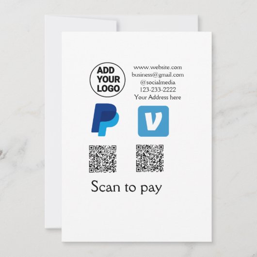 Venmo paypal scan om q of code logo tekst toe te v feestdagenkaart (Voorkant)
