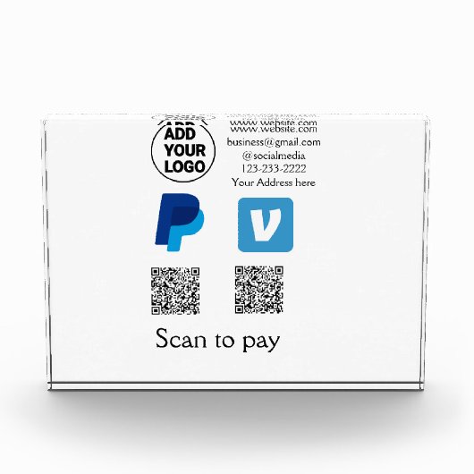 Venmo paypal scan om q of code logo tekst toe te v fotoblokken (Voorkant)