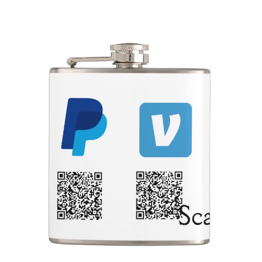 Venmo paypal scan om q of code logo tekst toe te v heupfles (Voorkant)