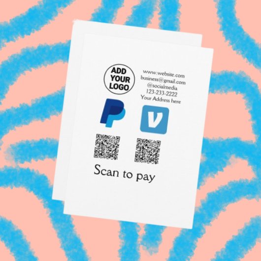 Venmo paypal scan om q of code logo tekst toe te v kaart