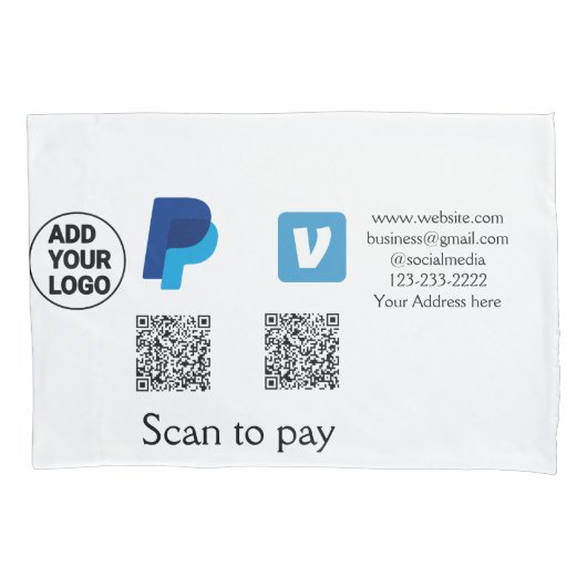 Venmo paypal scan om q of code logo tekst toe te v kussensloop (Voorkant)