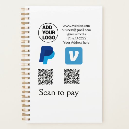 Venmo paypal scan om q of code logo tekst toe te v planner (Voorkant)