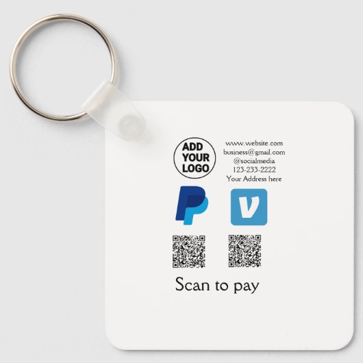 Venmo paypal scan om q of code logo tekst toe te v sleutelhanger (Voorkant)