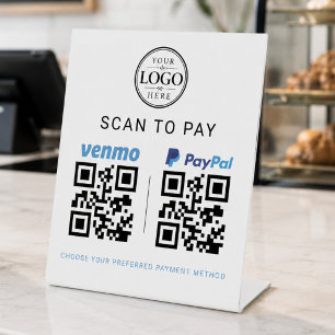 Venmo Paypal Scan om te betalen Tafelmodel Display Reclamebord Met Voetstuk