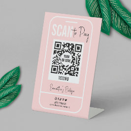 Venmo QR-code Betaling Blush roze Logo schaalbaar Reclamebord Met Voetstuk