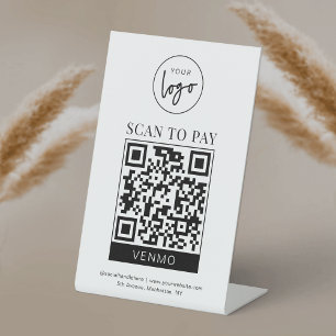 Venmo QR Code Betaling Minimalistische Logo Scan t Reclamebord Met Voetstuk
