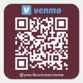 Venmo QR Code Betaling Scan naar Betalen Bourgogne Vierkante Sticker (Voorkant)