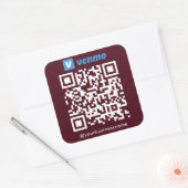 Venmo QR Code Betaling Scan naar Betalen Bourgogne Vierkante Sticker (Envelop)
