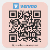 Venmo QR Code Betaling Scan om Blush Pink te betal Vierkante Sticker (Voorkant)