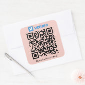 Venmo QR Code Betaling Scan om Blush Pink te betal Vierkante Sticker (Envelop)