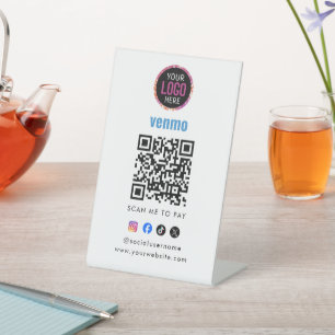 Venmo QR-code betaling Scan om het bedrijfslogo Reclamebord Met Voetstuk