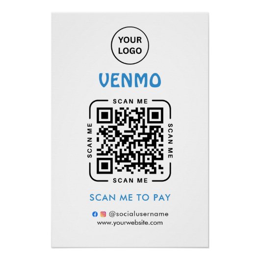 Venmo QR-code betaling | Scan om zakelijk logo te Perfect Poster (Voorkant)