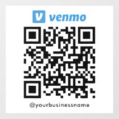 Venmo QR Code Betaling Scannen naar Betalen Wit Raamsticker (Vel)