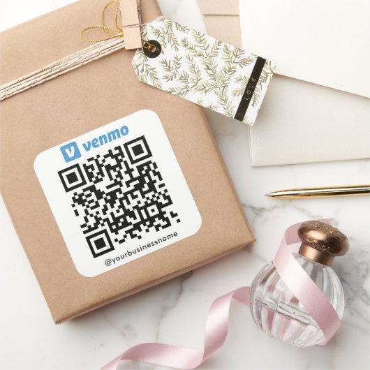 Venmo QR Code Betaling Scannen naar Betalen Wit Vierkante Sticker (Geschenken)