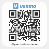 Venmo QR Code Betaling Scannen naar Betalen Wit Vierkante Sticker (Voorkant)