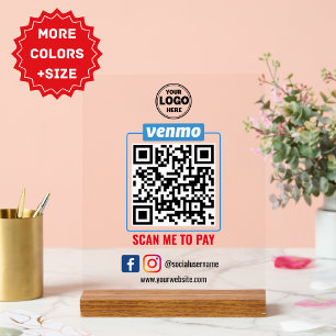 Venmo QR Code Betaling Scannen naar betalend bed Acryl Bord
