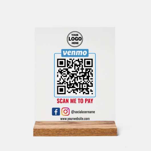 Venmo QR Code Betaling | Scannen naar betalend bed Acryl Bord (Voorkant)