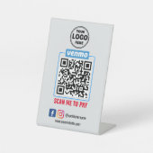 Venmo QR Code Betaling | Scannen naar betalend bed Reclamebord Met Voetstuk (Voorkant)