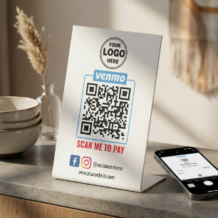 Venmo QR Code Betaling   Scannen naar betalend bed Reclamebord Met Voetstuk