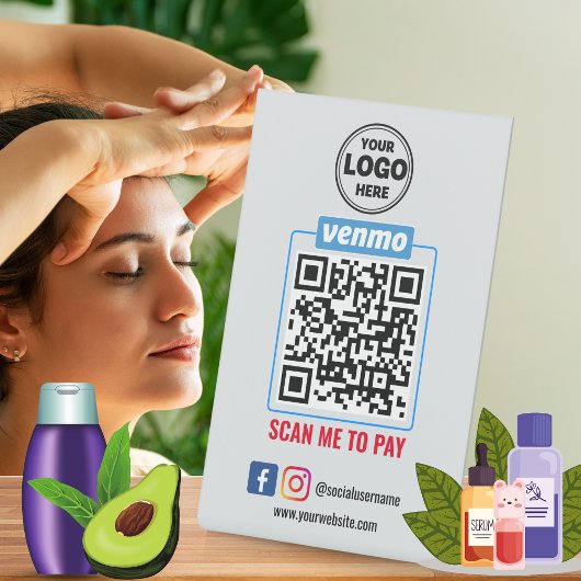 Venmo QR Code Betaling | Scannen naar betalend bed Reclamebord Met Voetstuk