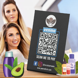 Venmo QR Code Betaling   Scannen naar betalend bed Reclamebord Met Voetstuk