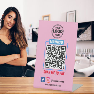 Venmo QR Code Betaling Scannen naar betalend bed Reclamebord Met Voetstuk