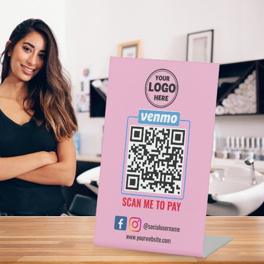 Venmo QR Code Betaling | Scannen naar betalend bed Reclamebord Met Voetstuk