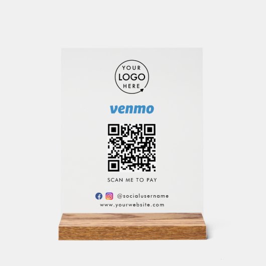 Venmo QR-code Betaling | Scannen naar zakelijke Lo Acryl Bord (Voorkant)