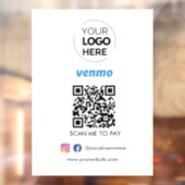 Venmo QR-code Betaling | Scannen naar zakelijke Lo Raamsticker (Vel 2)