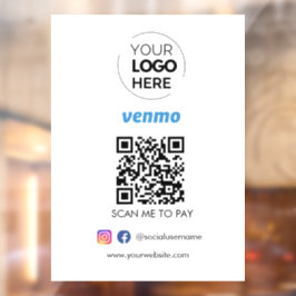 Venmo QR-code Betaling | Scannen naar zakelijke Lo Raamsticker