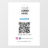Venmo QR-code Betaling | Scannen naar zakelijke Lo Raamsticker (Vel)
